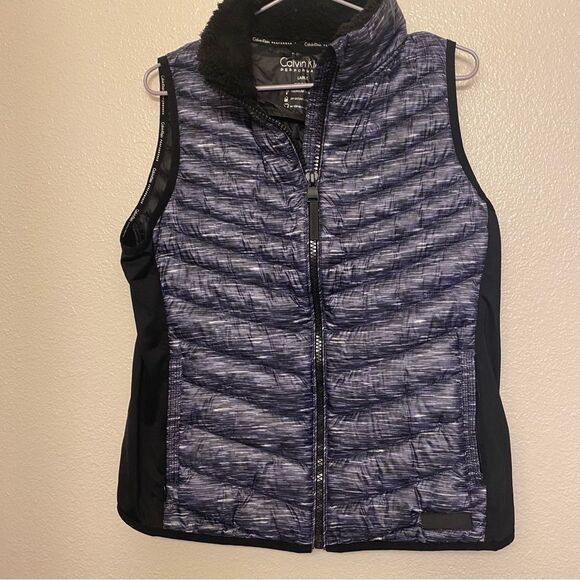 Calvin Klein performance premium down puffer blue vest jacket EUC Large - Picture 1 of 11